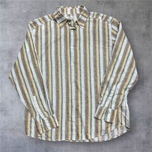 Pelle Pelle Vintage Y2K Striped Multicolor Button Down Shirt Men's Size XL